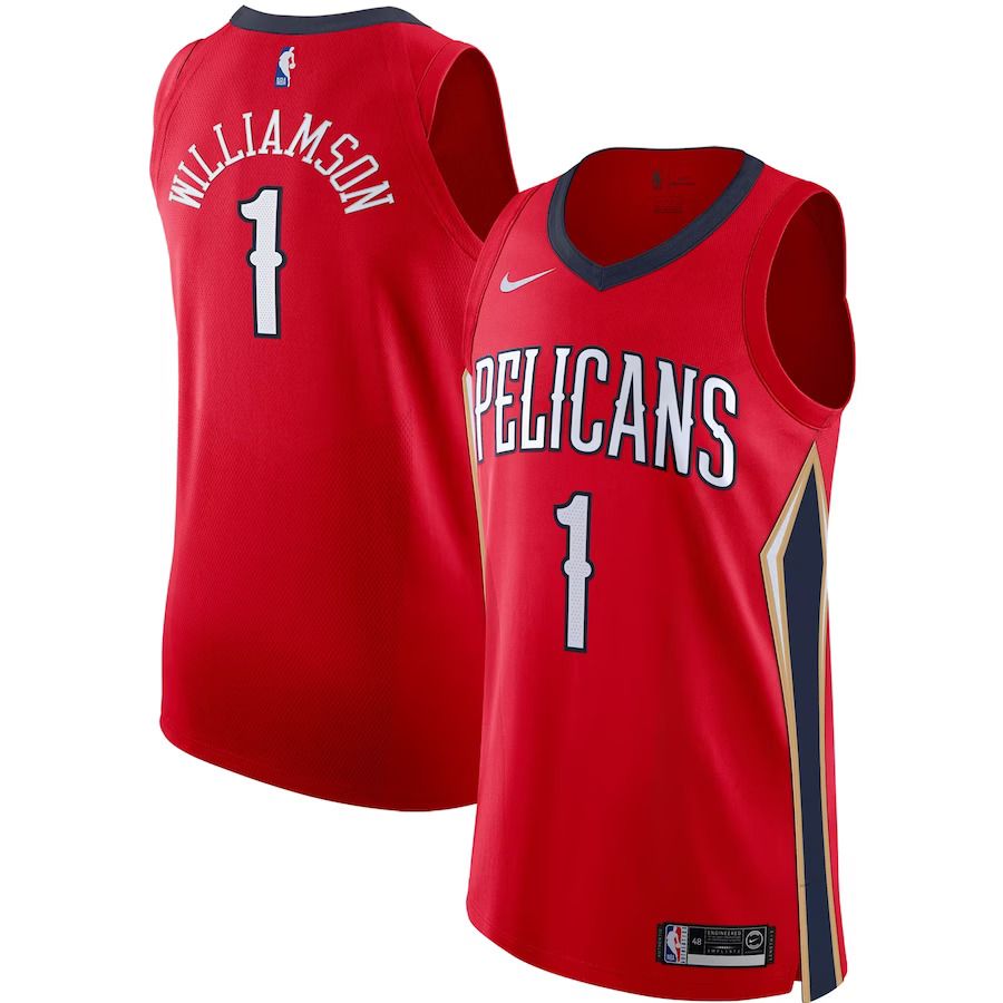 Men New Orleans Pelicans #1 Zion Williamson Nike Red Statement Edition Authentic Player NBA Jersey